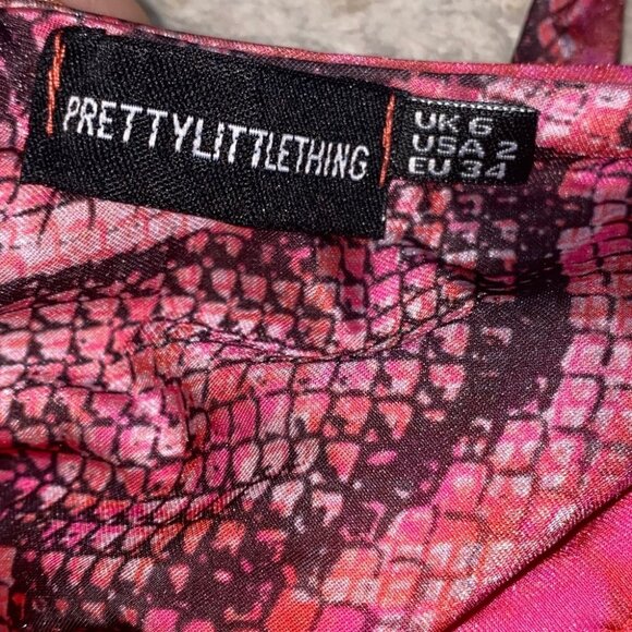 PrettyLittleThing One Piece Swimsuit Monokini Pink Orange Bright Snake Animal - Picture 4 of 14